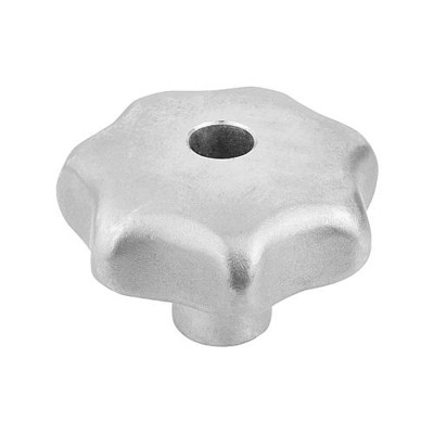 KIPP - STERNGRIFF, FORM:B DIN6336, D1=63, H=42, D=12, EDELSTAHL GESTRAHLT