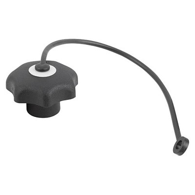 KIPP - STERNGRIFF ÄHNLICH DIN6336 MIT SICHERUNGSBAND D=M12, D1=63, FORM:KS, THERMOPLAST SCHWARZ, KOMP:STAHL,