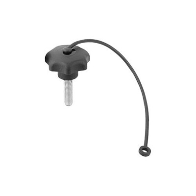 KIPP - STERNGRIFF ÄHNLICH DIN6336 MIT SICHERUNGSBAND D=M05X10, D1=25, FORM:LS, THERMOPLAST SCHWARZ,