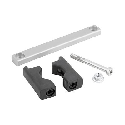 KIPP - BÜGELGRIFF A=100, L=120, H=40, FORM:B, ALUMINIUM NATUR MATT UND ELOXIERT, KOMP:POLYAMID SCHWARZ, D=M05