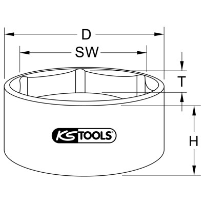 KSTOOLS® - 1" Achsmuttern-Schlüssel, 6-kant, kurz, 85mm