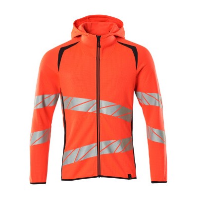 MASCOT® - Kapuzensweatshirt mit Reißverschluss - ACCELERATE SAFE - hi-vis Rot/Schwarzblau, Gr. L