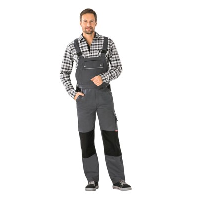Planam - Latzhose 2133 grau/schwarz, Größe 26