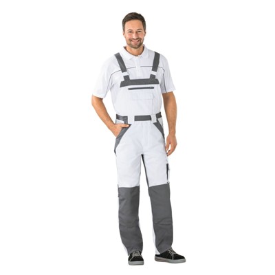 Planam - Latzhose 2523 reinweiß/zink, Größe 64