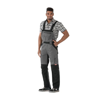 Planam - Latzhose 2526 schiefer/schwarz, Größe 94