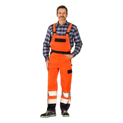 Planam - Latzhose 2026 warnorange/marineblau, Größe 29