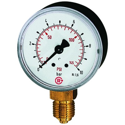 RIEGLER® - Standardmanometer, Kunststoffgehäuse, G 1/8" unten, 0-6,0 bar/87 psi, Ø 40