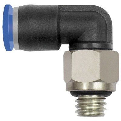 RIEGLER® - L-Steckverschraubung »Blaue Serie« mini, drehbar, M6