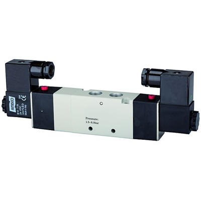 RIEGLER® - 5/3-Wegeventil elektropneumatisch »4V« Mitte entlüftet, G 1/8", 24VDC 400l/min
