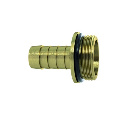 RIEGLER® - 1/3 Schlauchverschraubung G 1" x 25, mit NBR O-Ring, mit Bund, Messing blank