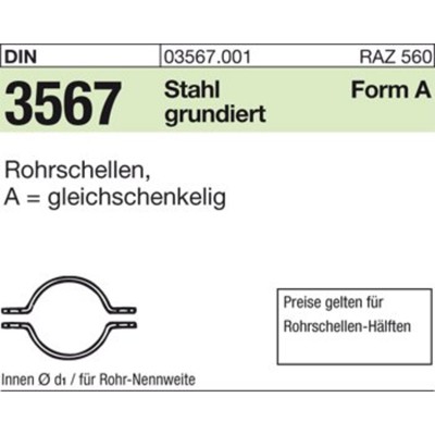 NOBRAND - Rohrschellen-Hälften DIN 3567 Stahl grundiert ø89mm NW 80