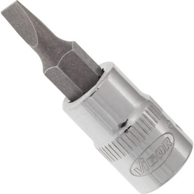VIGOR® - VIGOR Schraubendreher-Einsatz ∙ V2427N ∙ Vierkant6,3 mm (1/4 Zoll) ∙ Schlitz Profil ∙ 0.8 x 4 mm