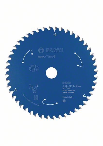 BOSCH Akku-Kreissägeblatt Expert for Wood, 165 x 1,5/1 x 20, 48 Zähne