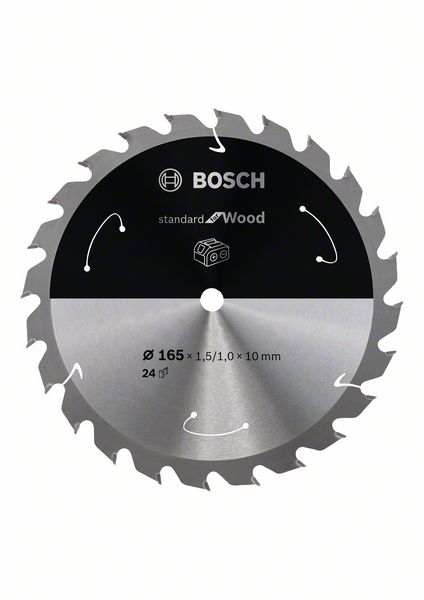 BOSCH Akku-Kreissägeblatt Standard for Wood, 165 x 1,5/1 x 10, 24 Zähne