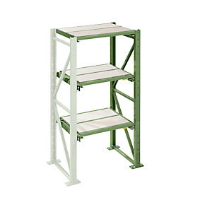 Schwerlast-Auszugregal, Einschubbreite 890 mm, Tiefe 1260 mm, Anbauregal, resedagrün.