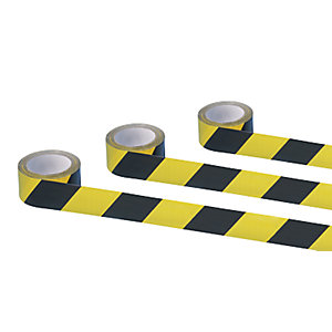 Selbstklebendes Warn- und Markierungsband, Farbe Gelb / Schwarz, VE 3 Rollen.