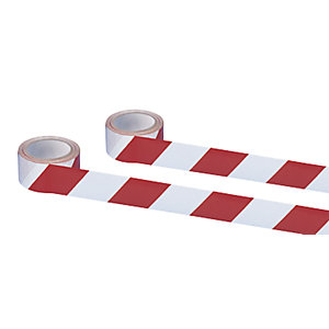 Selbstklebendes Warn- und Markierungsband, Farbe Rot / Weiß, VE 2 Rollen.