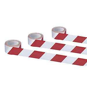 Selbstklebendes Warn- und Markierungsband, Farbe Rot / Weiß, VE 3 Rollen.