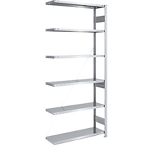 Schwerlast-Steckregal, verzinkt, Regalhöhe 2500 mm, Anbauregal, BxT 1000 x 400 mm.