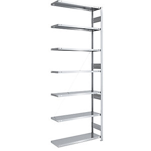 Schwerlast-Steckregal, verzinkt, Regalhöhe 3000 mm, Anbauregal, BxT 1000 x 400 mm.