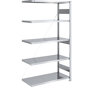 Schwerlast-Steckregal, verzinkt, Regalhöhe 2000 mm, Anbauregal, BxT 1000 x 600 mm.