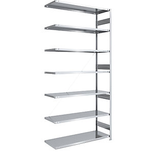 Schwerlast-Steckregal, verzinkt, Regalhöhe 3000 mm, Anbauregal, BxT 1300 x 600 mm.