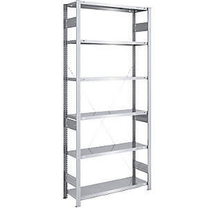 Schwerlast-Steckregal, verzinkt, Regalhöhe 2500 mm, Grundregal, BxT 1000 x 400 mm.