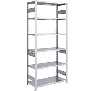 Schwerlast-Steckregal, verzinkt, Regalhöhe 2500 mm, Grundregal, BxT 1000 x 600 mm.
