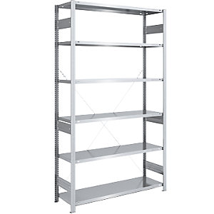 Schwerlast-Steckregal, verzinkt, Regalhöhe 2500 mm, Grundregal, BxT 1300 x 500 mm.