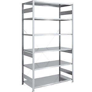 Schwerlast-Steckregal, verzinkt, Regalhöhe 2500 mm, Grundregal, BxT 1300 x 800 mm.