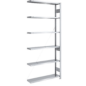 Schwerlast-Steckregal, verzinkt, Regalhöhe 2500 mm, Anbauregal, BxT 1000 x 300 mm.