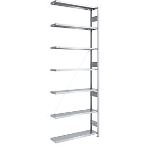 Schwerlast-Steckregal, verzinkt, Regalhöhe 3000 mm, Anbauregal, BxT 1000 x 300 mm.