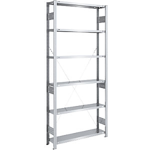 Schwerlast-Steckregal, verzinkt, Regalhöhe 2500 mm, Grundregal, BxT 1000 x 300 mm.