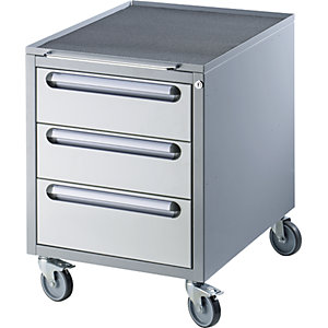 Schubladen-Fahrschrank, HxBxT 690 x 490 x 600 mm, Schubladen 2 x 150, 1 x 180 mm.