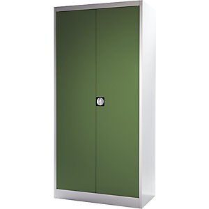 Schwerlast-Flügeltürschrank, HxB 1950 x 950 mm, Tiefe 600 mm, lichtgrau/resedagrün.