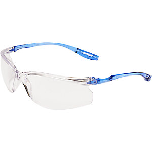 Schutzbrille Tora™ CCS, Anti-Scratch, Anti-Fog, Bügel blau, klare Scheibe.