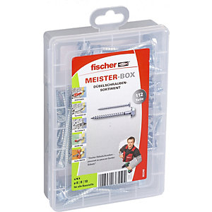 Schraubenset MEISTER-BOX Dübelschrauben, Kunststoff, mit transparentem Deckel, ab 2 Stk, 112-teilig.