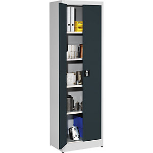 Schwerlast-Flügeltürschrank, HxB 1950 x 600 mm, Tiefe 420 mm, lichtgrau/anthrazitgrau.
