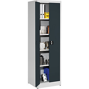 Schwerlast-Flügeltürschrank, HxB 1950 x 600 mm, Tiefe 500 mm, lichtgrau/anthrazitgrau.