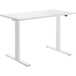 Schreibtisch, elektrisch höhenverstellbar, gerade, BxT 1200 x 600 mm, weiß/weiß.