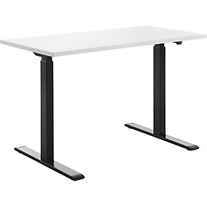 Schreibtisch, elektrisch höhenverstellbar, gerade, BxT 1200 x 600 mm, weiß/schwarz.