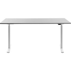 Schreibtisch, elektrisch höhenverstellbar, gerade, BxT 1600 x 800 mm, lichtgrau/weiß.