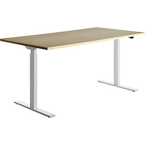 Schreibtisch, elektrisch höhenverstellbar, gerade, BxT 1600 x 800 mm, Ahorn/weiß.