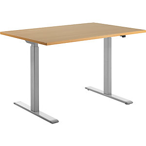 Schreibtisch, elektrisch höhenverstellbar, gerade, BxT 1200 x 800 mm, Buche/grau.