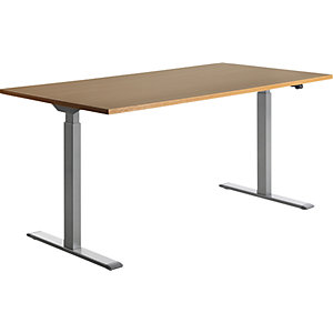 Schreibtisch, elektrisch höhenverstellbar, gerade, BxT 1600 x 800 mm, Buche/grau.