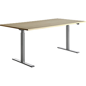 Schreibtisch, elektrisch höhenverstellbar, gerade, BxT 1800 x 800 mm, Ahorn/grau.