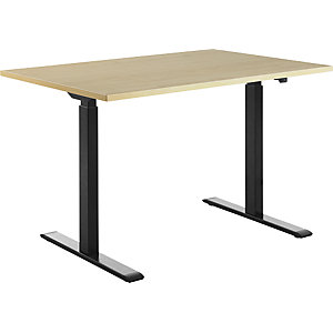 Schreibtisch, elektrisch höhenverstellbar, gerade, BxT 1200 x 800 mm, Ahorn/schwarz.