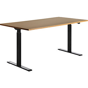 Schreibtisch, elektrisch höhenverstellbar, gerade, BxT 1600 x 800 mm, Buche/schwarz.