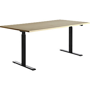 Schreibtisch, elektrisch höhenverstellbar, gerade, BxT 1800 x 800 mm, Ahorn/schwarz.