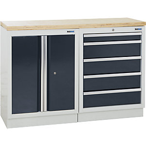 Schranksystem, 1 Schrank, 5 Schubladen, anthrazitgrau.
